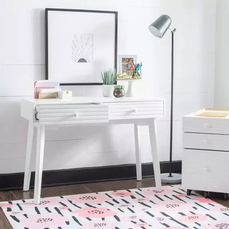 Bureau mid-century moderne Wedeln 2 tiroirs 42" finition bois blanc - Powell : mobilier de bureau à domicile