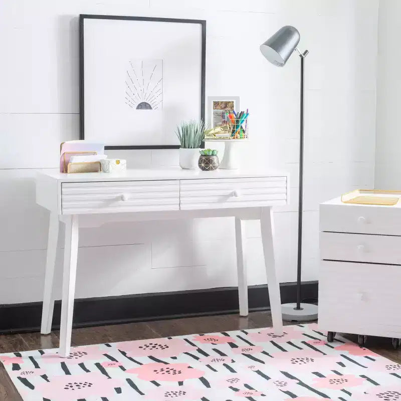 Bureau mid-century moderne Wedeln 2 tiroirs 42" finition bois blanc - Powell : mobilier de bureau à domicile