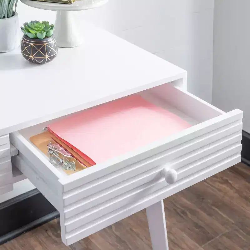 Bureau mid-century moderne Wedeln 2 tiroirs 42" finition bois blanc - Powell : mobilier de bureau à domicile