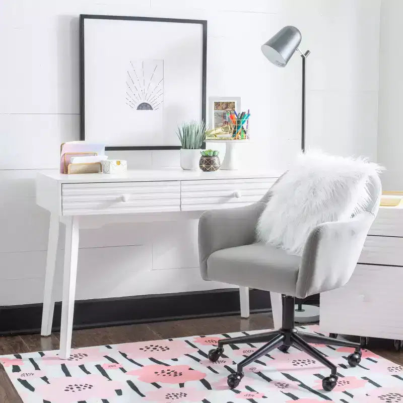 Bureau mid-century moderne Wedeln 2 tiroirs 42" finition bois blanc - Powell : mobilier de bureau à domicile