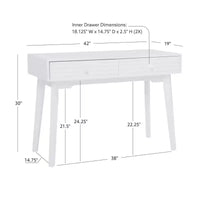 Bureau mid-century moderne Wedeln 2 tiroirs 42" finition bois blanc - Powell : mobilier de bureau à domicile