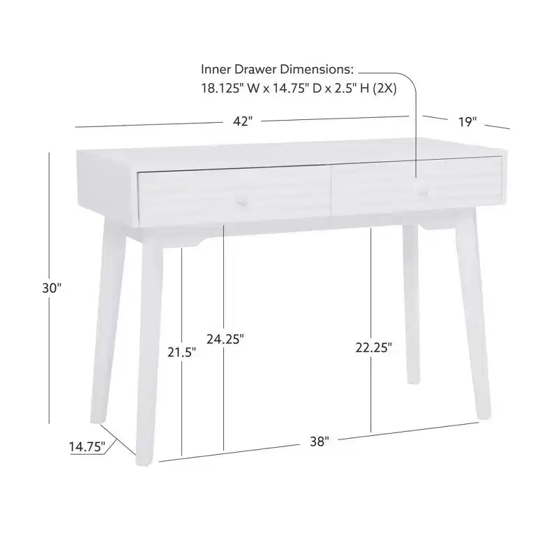 Bureau mid-century moderne Wedeln 2 tiroirs 42" finition bois blanc - Powell : mobilier de bureau à domicile