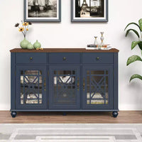 Buffet de salle à manger Festivo 55" de style vintage avec tiroirs, couleur bleu marine