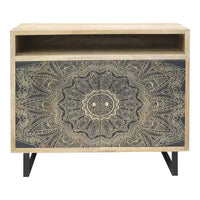 Armoire d'appoint bohème en manguier massif Kismire à motif sérigraphié naturel - HOMES: Inside + Out: Storage & Style