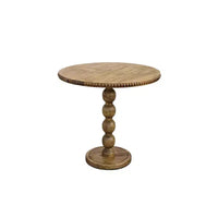 Table d'appoint Urban Port 21" - Dessus rond - Poteau empilé en forme de boule - Bois de manguier brun naturel