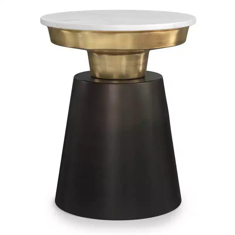 Table d'appoint Arna WyndenHall noire/dorée : Plateau en marbre contemporain, résistante aux rayures, hauteur 49,5 cm