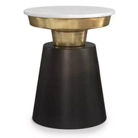 Table d'appoint Arna WyndenHall noire/dorée : Plateau en marbre contemporain, résistante aux rayures, hauteur 49,5 cm