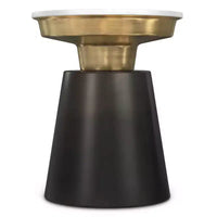 Table d'appoint Arna WyndenHall noire/dorée : Plateau en marbre contemporain, résistante aux rayures, hauteur 49,5 cm