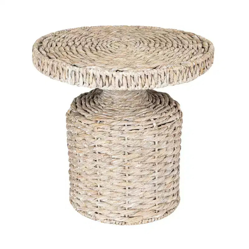 Table d'appoint tissée à la main Storied Home Blanche délavée