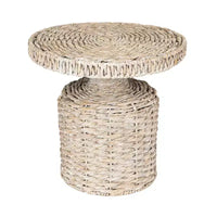 Table d'appoint tissée à la main Storied Home Blanche délavée