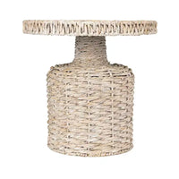 Table d'appoint tissée à la main Storied Home Blanche délavée
