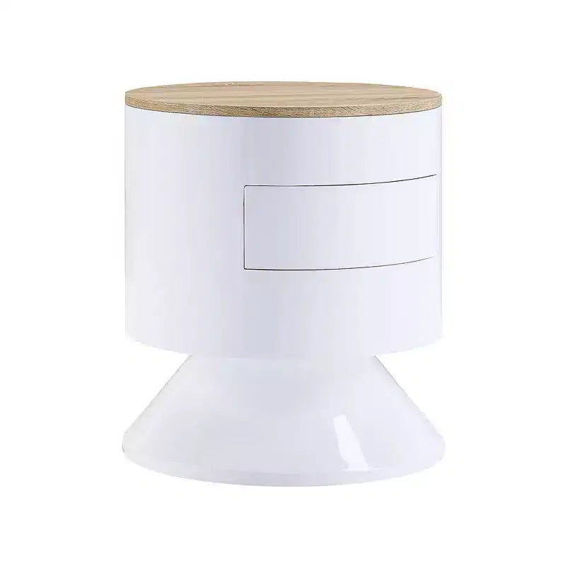 Table d'appoint Otith 19" Blanc laqué - Acme Furniture : Ronde, Aucun assemblage, Patins métalliques