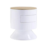 Table d'appoint Otith 19" Blanc laqué - Acme Furniture : Ronde, Aucun assemblage, Patins métalliques