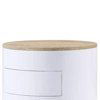 Table d'appoint Otith 19" Blanc laqué - Acme Furniture : Ronde, Aucun assemblage, Patins métalliques