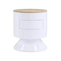Table d'appoint Otith 19" Blanc laqué - Acme Furniture : Ronde, Aucun assemblage, Patins métalliques