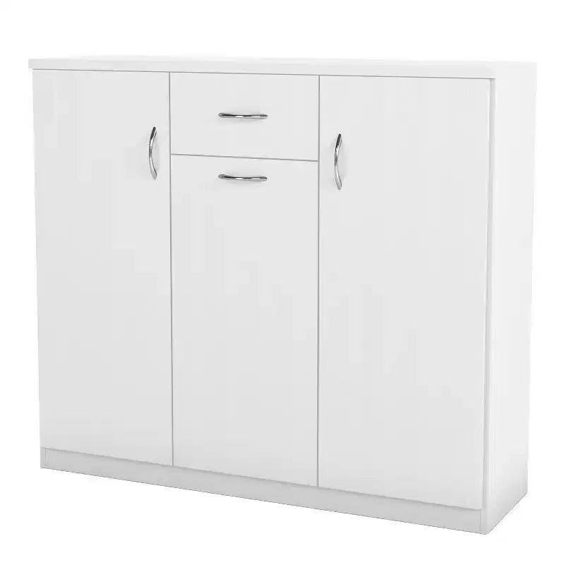 miBasics Beammoon meuble à chaussures moderne 1 tiroir avec 11 étagères blanc : contient jusqu'à 30 paires, placage bois MDF, rangement réglable