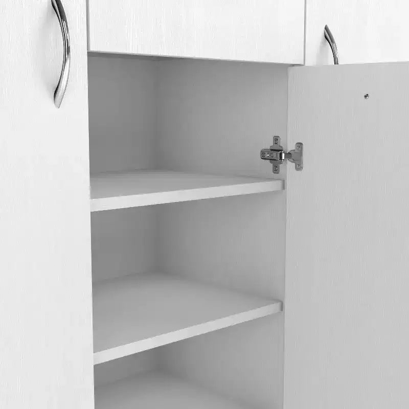 miBasics Beammoon meuble à chaussures moderne 1 tiroir avec 11 étagères blanc : contient jusqu'à 30 paires, placage bois MDF, rangement réglable