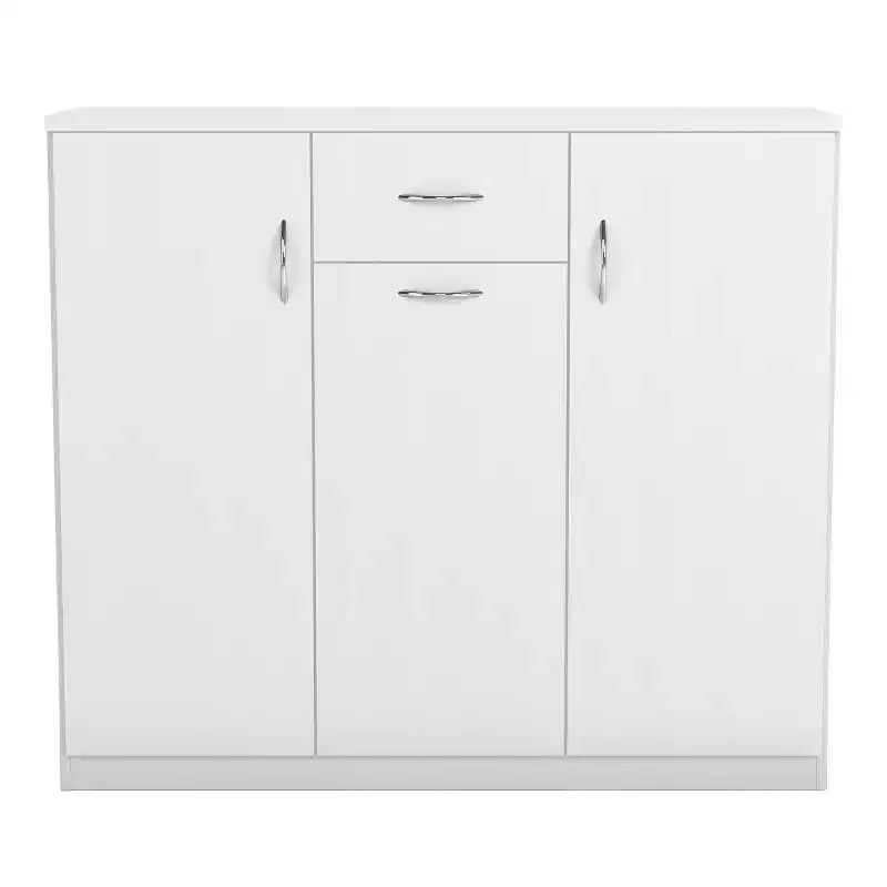miBasics Beammoon meuble à chaussures moderne 1 tiroir avec 11 étagères blanc : contient jusqu'à 30 paires, placage bois MDF, rangement réglable
