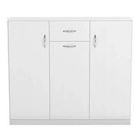 miBasics Beammoon meuble à chaussures moderne 1 tiroir avec 11 étagères blanc : contient jusqu'à 30 paires, placage bois MDF, rangement réglable