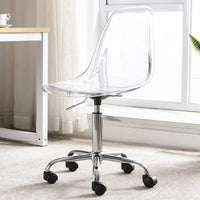 Chaise de bureau à roulettes sans accoudoirs, réglable en hauteur, en acrylique pivotant