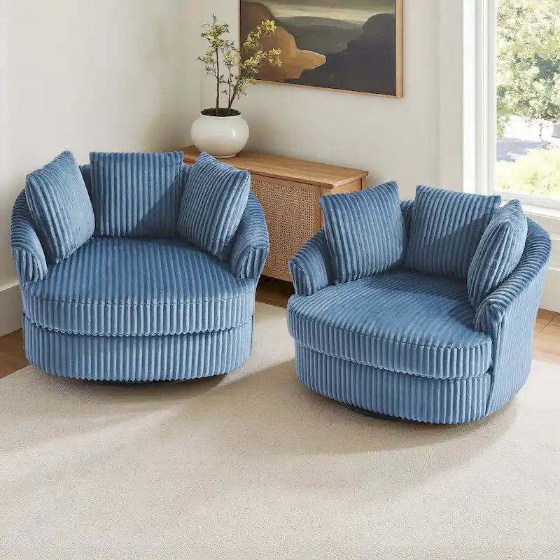 DREAMSIDEA - Lot de 2 fauteuils tonneau pivotants à accoudoirs encastrés à housse