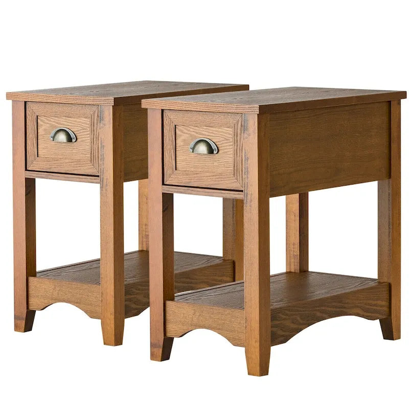 Ensemble de 2 tables d'appoint contemporaines compactes Gymax avec tiroir - 13 X 22 X 23 (L X l X H)