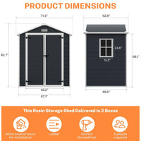 Abri de rangement extérieur en résine tout temps 6 pi x 4 pi/6 pi x 8 pi/8 pi x 6 pi/8 pi x 10 pi avec plancher, abri à outils Spire