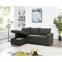 Canapé sectionnel convertible réversible avec lit escamotable, méridienne de rangement dissimulée et pieds durables