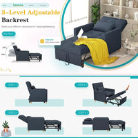 AECOJOY - Fauteuil convertible 3 en 1 avec coussin et dossier inclinable