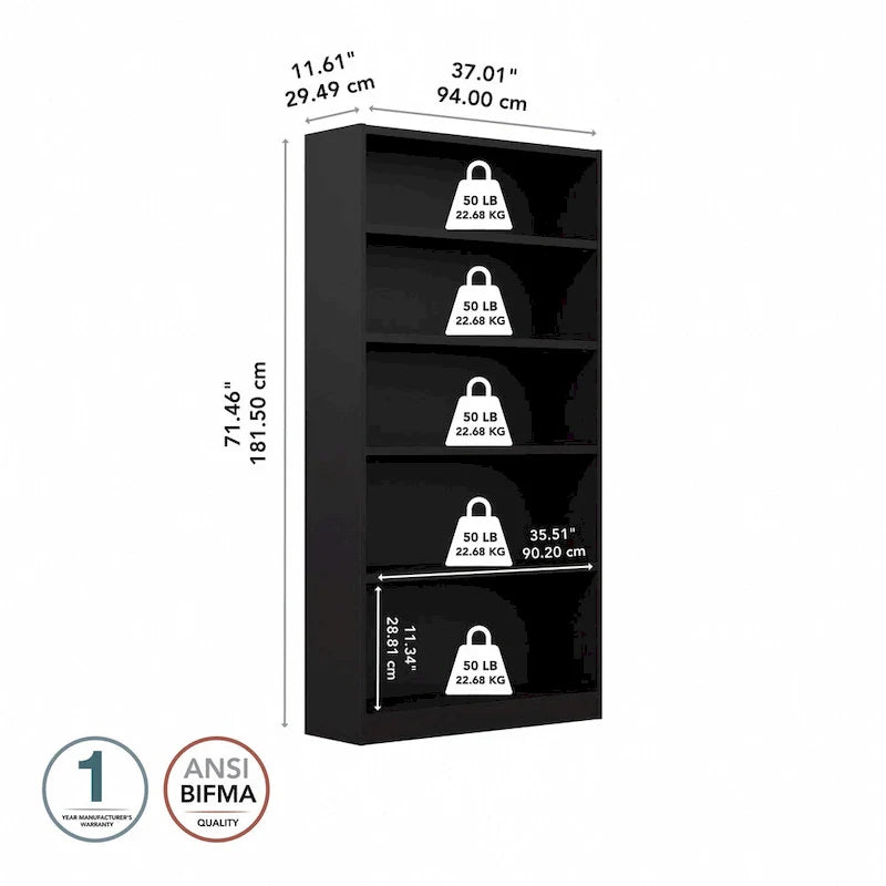 Bibliothèque haute à 5 étagères Universal de Bush Furniture