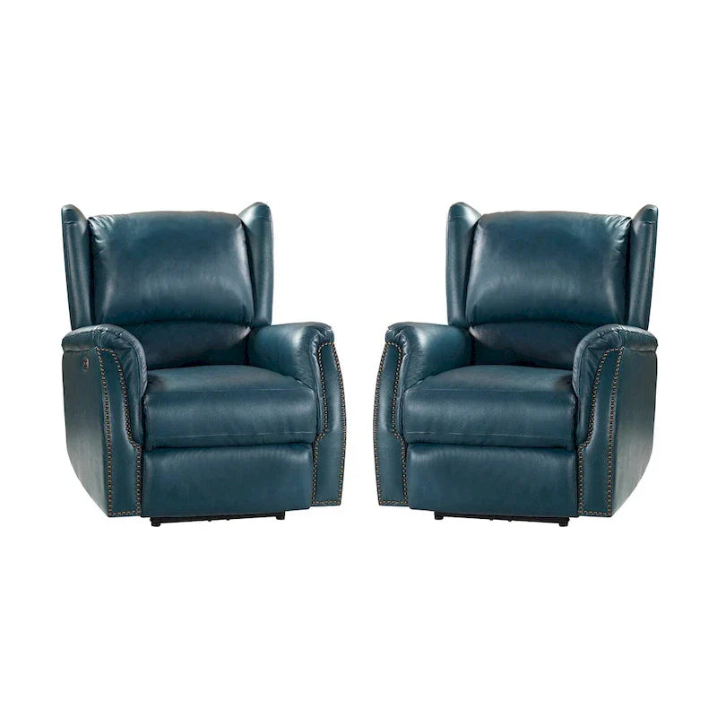 Fauteuil inclinable électrique Eduardo en cuir véritable avec port USB (ensemble de 2)