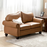 Canapé Angel Transitional en Cuir Véritable avec Dossier Capitonnée par HULALA HOME