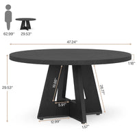 Table à manger ronde de 120 cm pour 4 personnes, table de salle à manger/cuisine/salon en bois style ferme