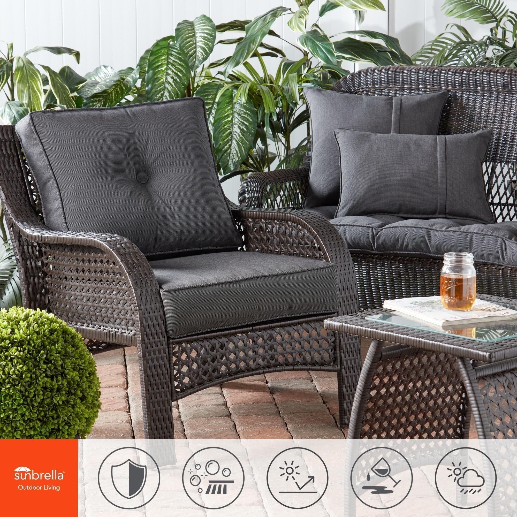 Sunbrella Ensemble de coussins d'extérieur à assise profonde premium 2 pièces