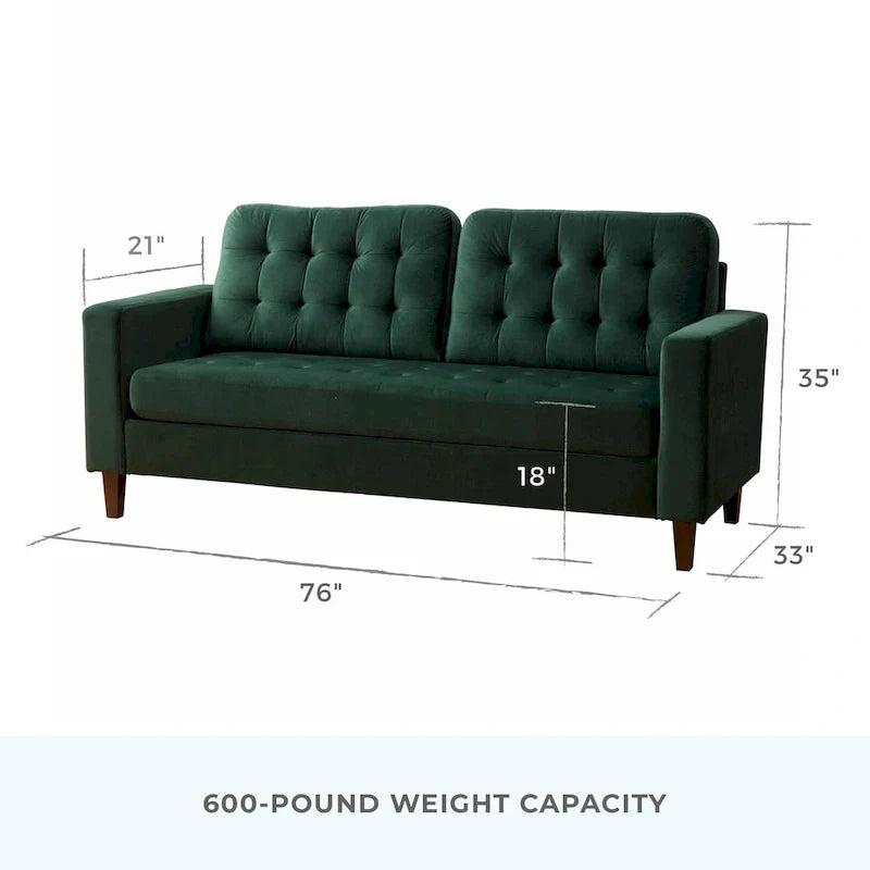 Canapé Brookside Brynn 76 po. avec accoudoirs carrés en similicuir/velours/tissu
