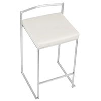 Tabouret de comptoir Silver Orchid Forrest en acier inoxydable empilable et entièrement soudé (lot de 2)
