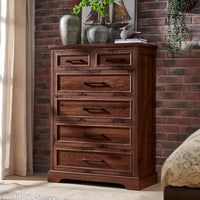 Commode de style rustique de ferme à 6 tiroirs, en bois