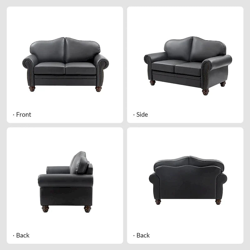 Canapé Angel Transitional en Cuir Véritable avec Dossier Capitonnée par HULALA HOME