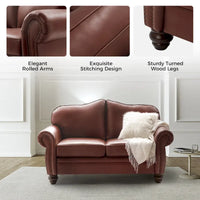 Canapé Angel Transitional en Cuir Véritable avec Dossier Capitonnée par HULALA HOME