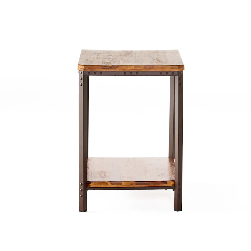 Table d'appoint en métal rustique Ronan Wood de Christopher Knight Home