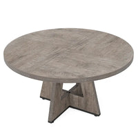 Table à manger ronde de 120 cm pour 4 personnes, table de salle à manger/cuisine/salon en bois style ferme