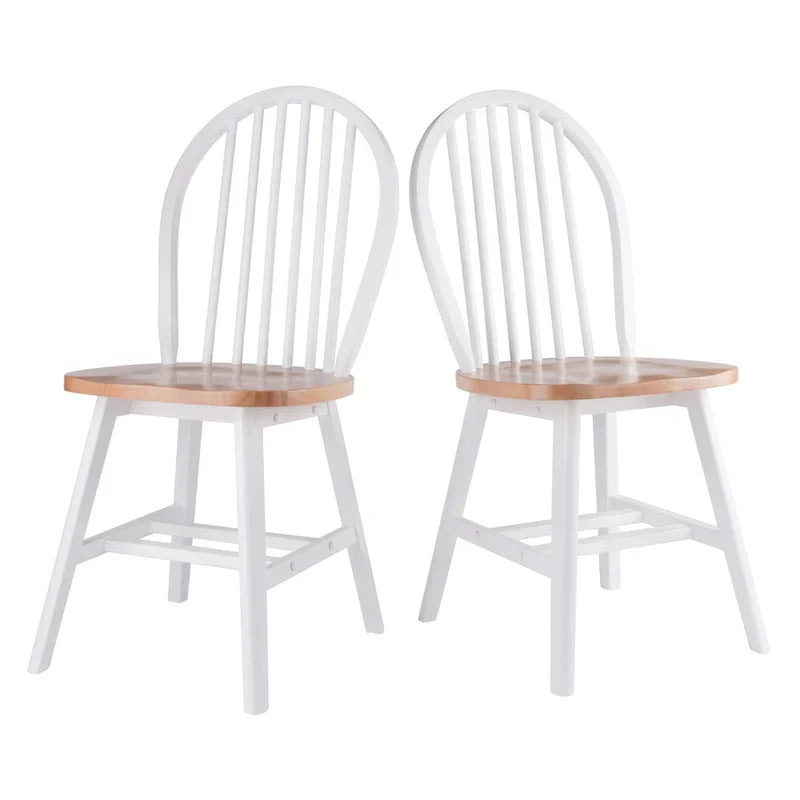 Ensemble de 2 chaises Windsor, naturel et blanc