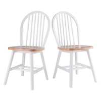 Ensemble de 2 chaises Windsor, naturel et blanc