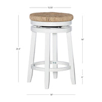 Tabouret de comptoir pivotant sans dossier Maya avec assise en jonc de mer