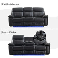 Canapé inclinable électrique avec chargeur sans fil, liseuse, lumière LED pour salon, similicuir, port AC/USB, porte-gobelet, noir