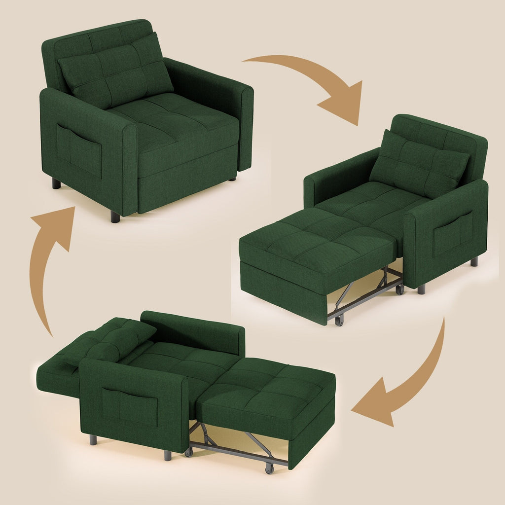 Canapé-lit réglable 3 en 1, fauteuil-canapé escamotable, lit pliant convertible pour salon