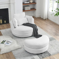 Fauteuil crapaud pivotant surdimensionné avec pouf de rangement lune