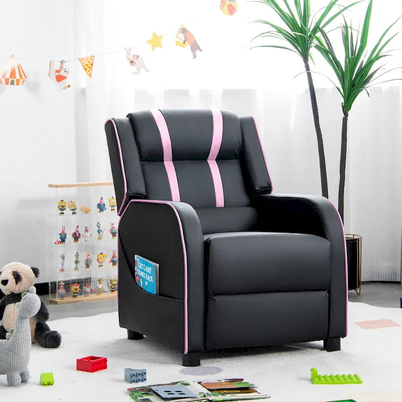 Fauteuil Inclinable Enfant Gymax Ergonomique en Cuir avec Repose-Pieds