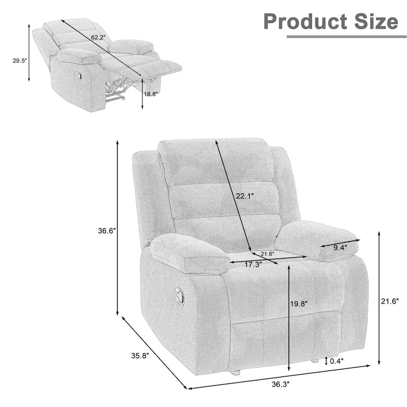 Ensemble de 2 fauteuils inclinables manuels classiques et traditionnels