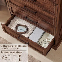 Commode de style rustique de ferme à 6 tiroirs, en bois